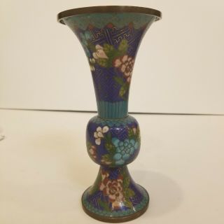 Antique Vintage Chinese Cloisonne Miniature Gilt Bronze Gu Type Vase