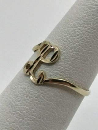 10k Yellow Gold Diamond Cut Letter L Initial Monogram Vintage Pinky Ring Size 5 2