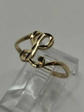 10k Yellow Gold Diamond Cut Letter L Initial Monogram Vintage Pinky Ring Size 5 6