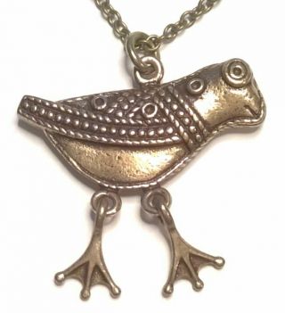 Kalevala Koru Kk Finland - Vintage Bronze Pendant Necklace " Hattula Bird "