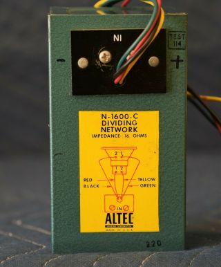 Vintage Altec Lansing Corporation N - 1600c Dividing Network 16 Ohm For Restore