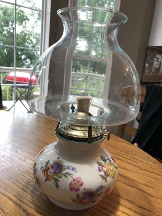 Vintage Oil Lamp Light Bavarian Porcelain - Lamplight Farms - - West Germany