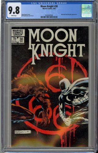 Moon Knight 30 Cgc 9.  8 Nm/mt Wp Marvel Comics 1983 Werewolf By Night App Rare