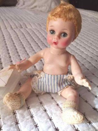 Vintage Madame Alexander Little Genius Baby Doll Tag Bottle High Color