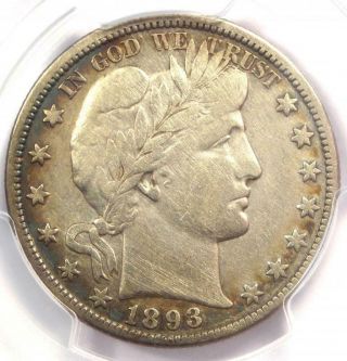 1893 - O Barber Half Dollar 50c - Pcgs Vf Details - Rare Date - Certified Coin