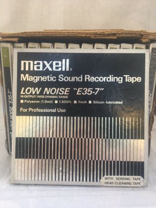 Case (12) Maxell Low - Noise E35 - 7 Reel To Reel Recording Tapes Rare