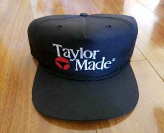 Vintage 90s Taylormade Golf Hat Athletic Black Leather Strapback Deadstock