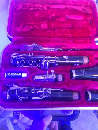 Vintage Evette Sponsored By Buffet Paris France Wooden Clarinet With Case