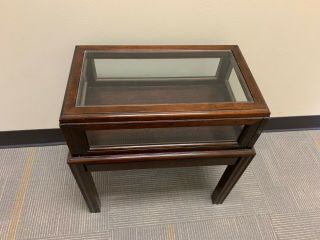 Vntg Curio/shadow Box /display Glass Top Table 21 " T,  20 " L,  12 " W