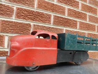 Vintage Wyandotte Stake Bed Truck Pressed Steele Red And Green