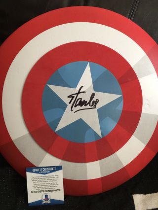 Stan Lee Signed Captain America Shield Avengers Endgame Autograph Rare Beckett