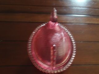 Vintage INDIANA GLASS Cranberry Hen on a Nest Candy Dish 2