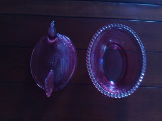 Vintage INDIANA GLASS Cranberry Hen on a Nest Candy Dish 3