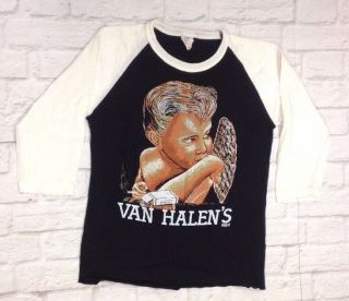 Vtg 1984 Van Halen Tour Raglan Baseball Tee Shirt Xs Small Rock Metal Concert