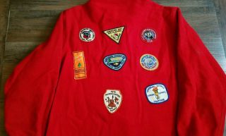 Boy Scouts Vintage Wool Shirt With Patches Sz 44 Red Wool 1960 