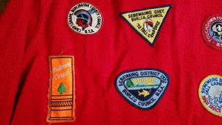 Boy Scouts Vintage Wool Shirt With Patches sz 44 Red Wool 1960 ' s 1970 ' s Jacket 3