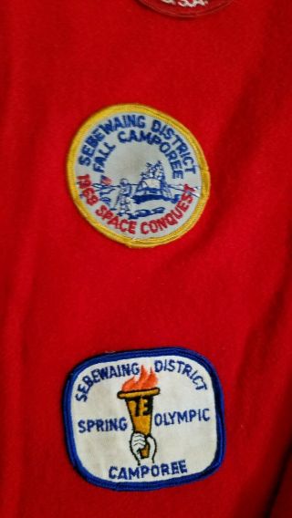 Boy Scouts Vintage Wool Shirt With Patches sz 44 Red Wool 1960 ' s 1970 ' s Jacket 5
