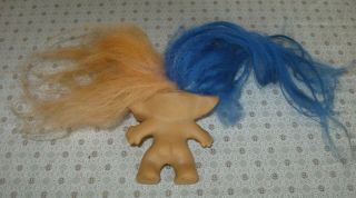 Vintage 2 Headed Troll 1965 Uneeda Blue & Orange Hair 2