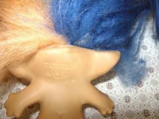 Vintage 2 Headed Troll 1965 Uneeda Blue & Orange Hair 3