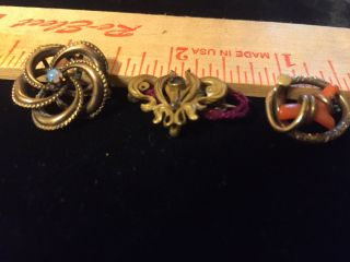 Antique Pins (set Of Three) Opal,  Sapphire,  Coral (p2 - 3 - 6 Sn0962)