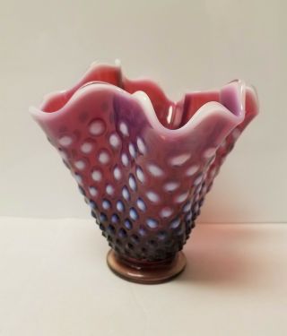 Vintage Fenton Plum Hobnail Opalescent Form Vase