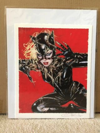 Catwoman " Wildcat " Art Print By Oliva De Berardinis Batman Returns 39/250 Rare