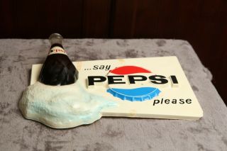Vintage Say Pepsi Please Sign 3D with bottle in ice 2
