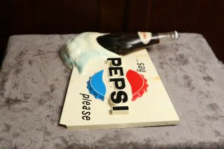 Vintage Say Pepsi Please Sign 3D with bottle in ice 4