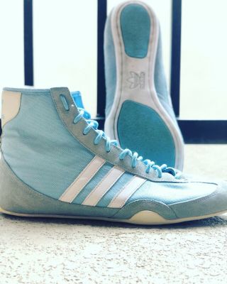 Rare Lbn Baby Blue Adidas Canvas Wrestling Shoes Size 8.  5