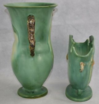 Vintage Roseville Pottery Green Pine Cone Vases 911 - 12 845 - 8 2