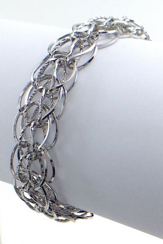 Womens Vintage Ladies Sterling Silver Charm Bracelet 8.  5in 19.  3g J006