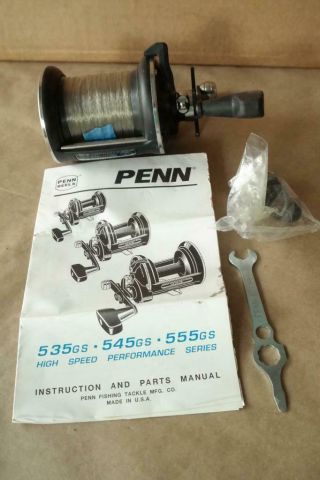 Vintage Nos Penn 555gs Graphite Made In Usa Reel