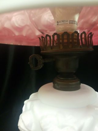 Vintage Fenton Rose Gone With The Wind Parlor Lamp 8