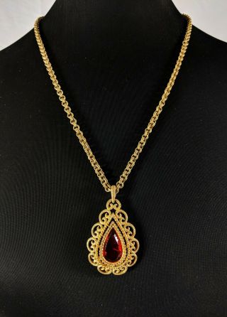 Avon Lovely Pendant Necklace Cherry Stone Ornate Frame