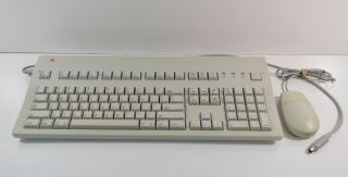 Vintage Apple Extended Keyboard Ii & Desktop Bus Mouse Ii Set W/ Cords