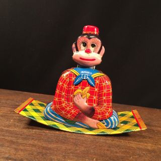 Vintage Toy Yonezawa Japan Tin Litho Rocking Monkey Wind - Up Priority Mail