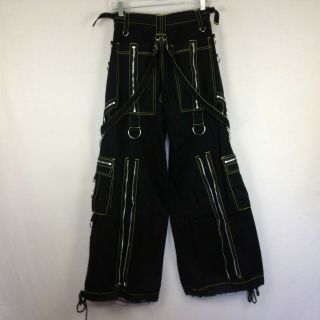 Vintage 90s TRIPP NYC Mens XS Baggy Goth Black Pants Chain Straps Cargo 28 x 31 5