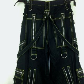 Vintage 90s TRIPP NYC Mens XS Baggy Goth Black Pants Chain Straps Cargo 28 x 31 6