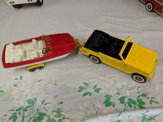 Vintage Yellow Tonka Jeepster Runabout,  Plastic Boat & Trailer 1960’s 13”