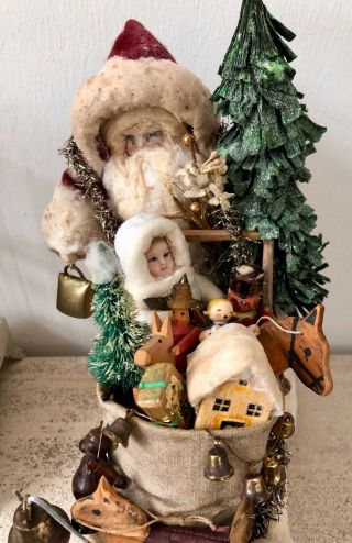 Early Santa Claus On Sleigh With Snow Babies Very Rare