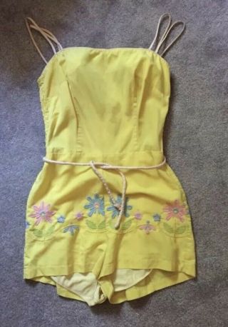 Vintage 60 ' s COLE OF CALIFORNIA Yellow Romper /Maillot/ bathing suit / Swimsuit 3