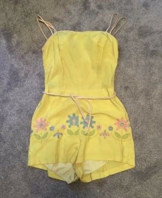 Vintage 60 ' s COLE OF CALIFORNIA Yellow Romper /Maillot/ bathing suit / Swimsuit 4