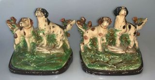 Vintage Cast Iron Pointer Dogs Book Ends