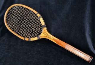 Vintage Bright Wood 1920s Wilson Cup Defender Tennis Racket Orig Thick Strings