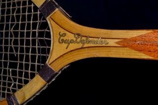 Vintage Bright Wood 1920s Wilson Cup Defender Tennis Racket Orig Thick Strings 2