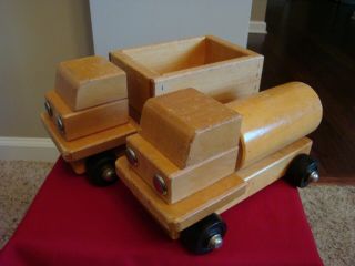 Vintage Community Wooden Toy Truck Set Rifton,  Ny Dump Truck & Fuel Hauler