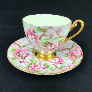 Vintage Shelley England Maytime Chintz Ripon Shape Cup Saucer 13386