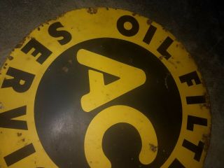 RARE AC OIL FILTER SERVICE GAS STATION ADVERTISING METAL FLANGE SIGN 4