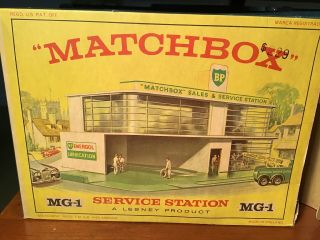 Vintage Matchbox Bp Gass Service Station Mg1 Box