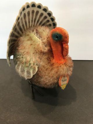 Steiff,  " Tucky " The Turkey,  All Ids,  Vintage Art 1310.  0 - 10 Cm 5 "
